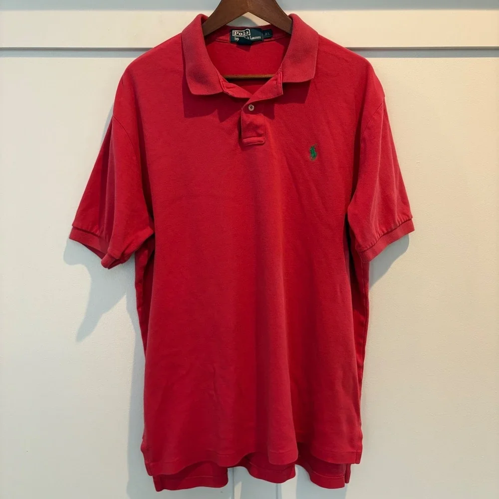 Polo Ralph Lauren Polo Shirt Mens XL Red Green Pony Cotton Short Sleeve Classic‎